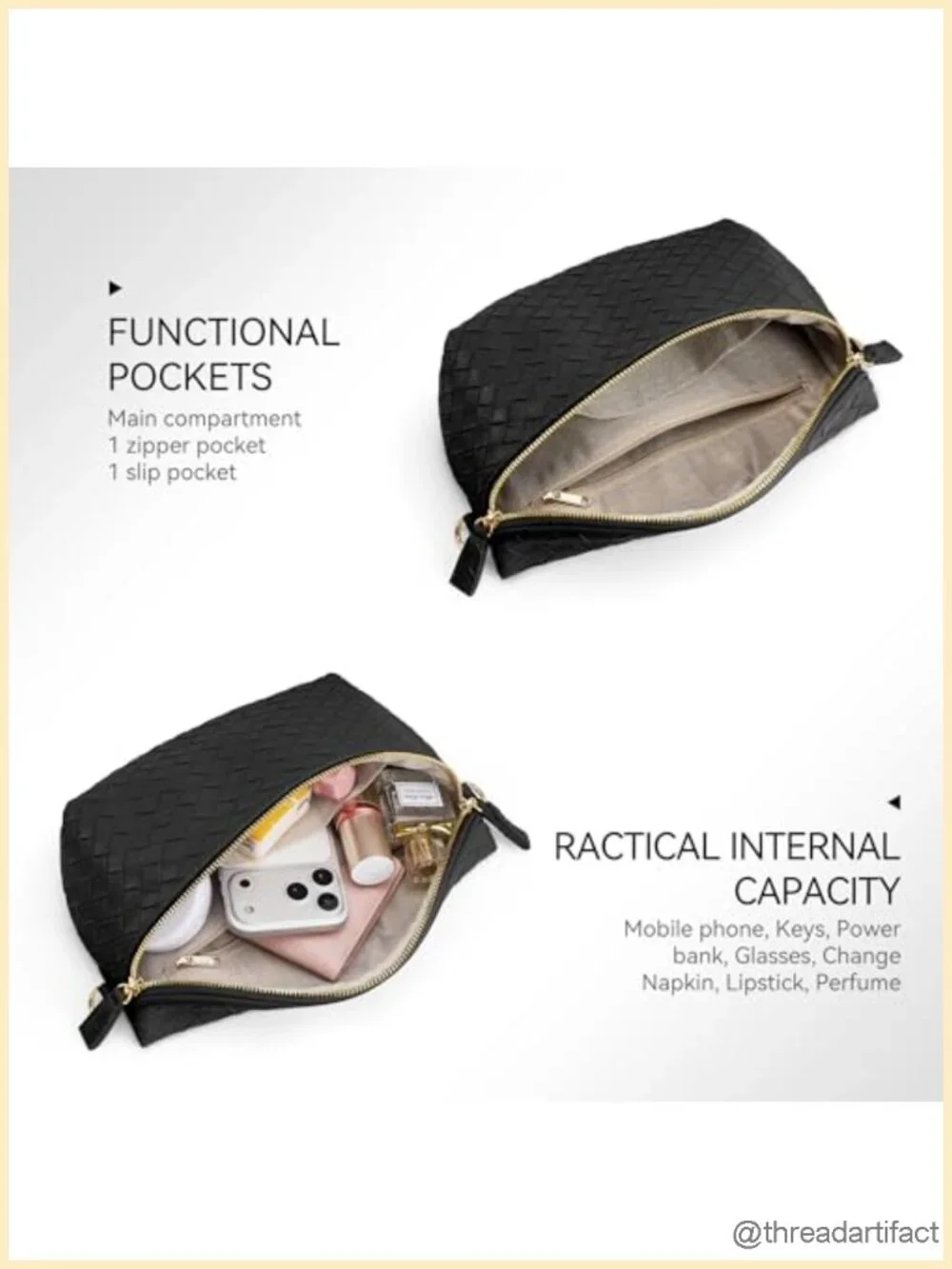 Faux Leather Woven Crossbody Bag with Adjustable Strap Travel Fanny Pack